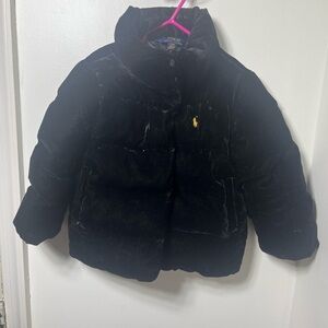 Polo Ralph Lauren Toddler 4T Black Velvet Puffer Jacket Gold Pony